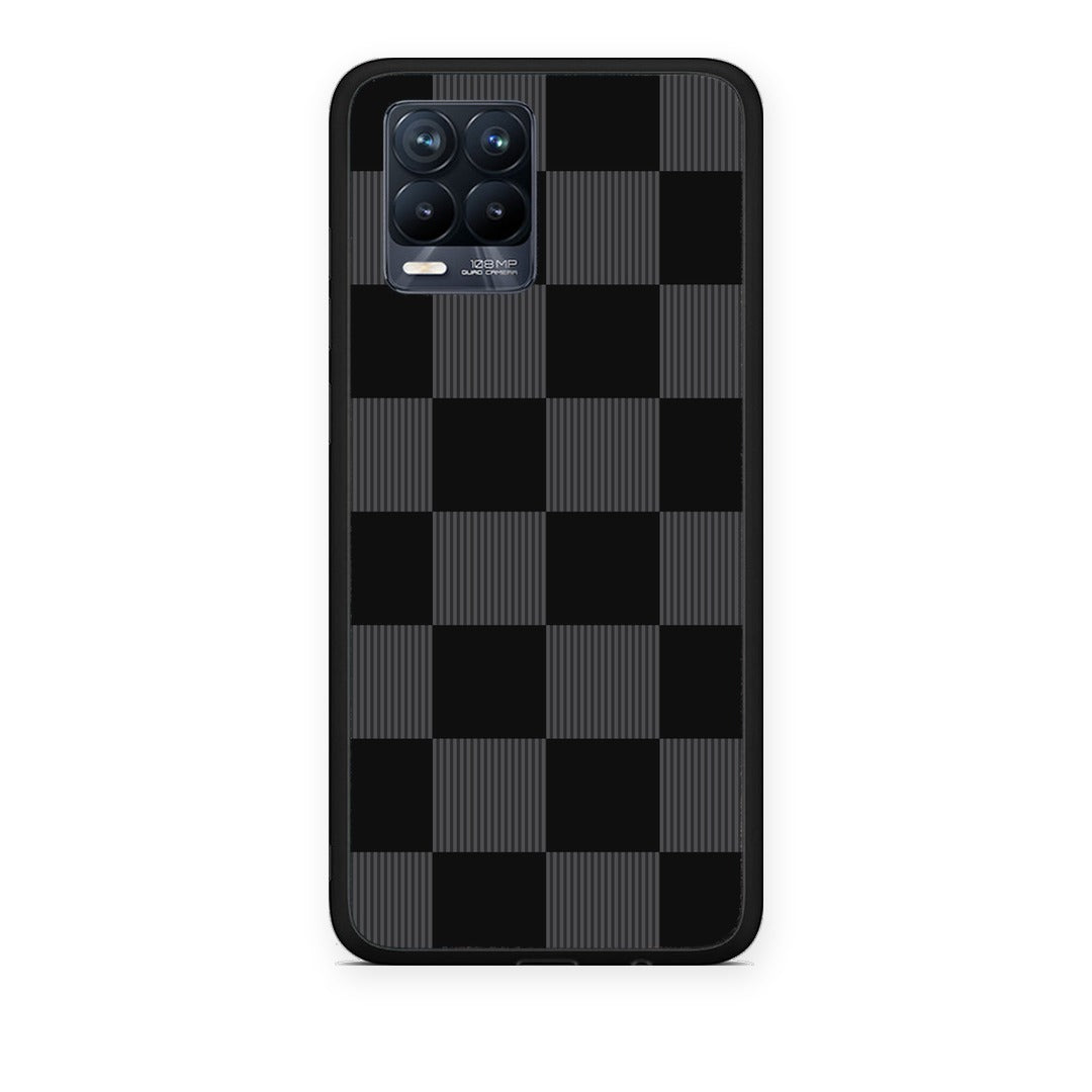 Θήκη Realme 8 / 8 Pro Black and Charcoal Striped Checks από τη Smartfits με σχέδιο στο πίσω μέρος και μαύρο περίβλημα | Realme 8 / 8 Pro Black and Charcoal Striped Checks case with colorful back and black bezels