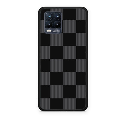 Θήκη Realme 8 / 8 Pro Black and Charcoal Striped Checks από τη Smartfits με σχέδιο στο πίσω μέρος και μαύρο περίβλημα | Realme 8 / 8 Pro Black and Charcoal Striped Checks case with colorful back and black bezels