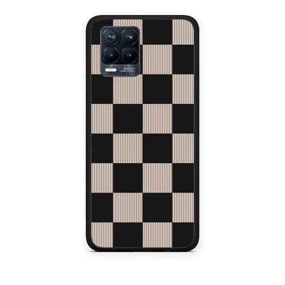 Θήκη Realme 8 / 8 Pro Black and Taupe Striped Checks από τη Smartfits με σχέδιο στο πίσω μέρος και μαύρο περίβλημα | Realme 8 / 8 Pro Black and Taupe Striped Checks case with colorful back and black bezels