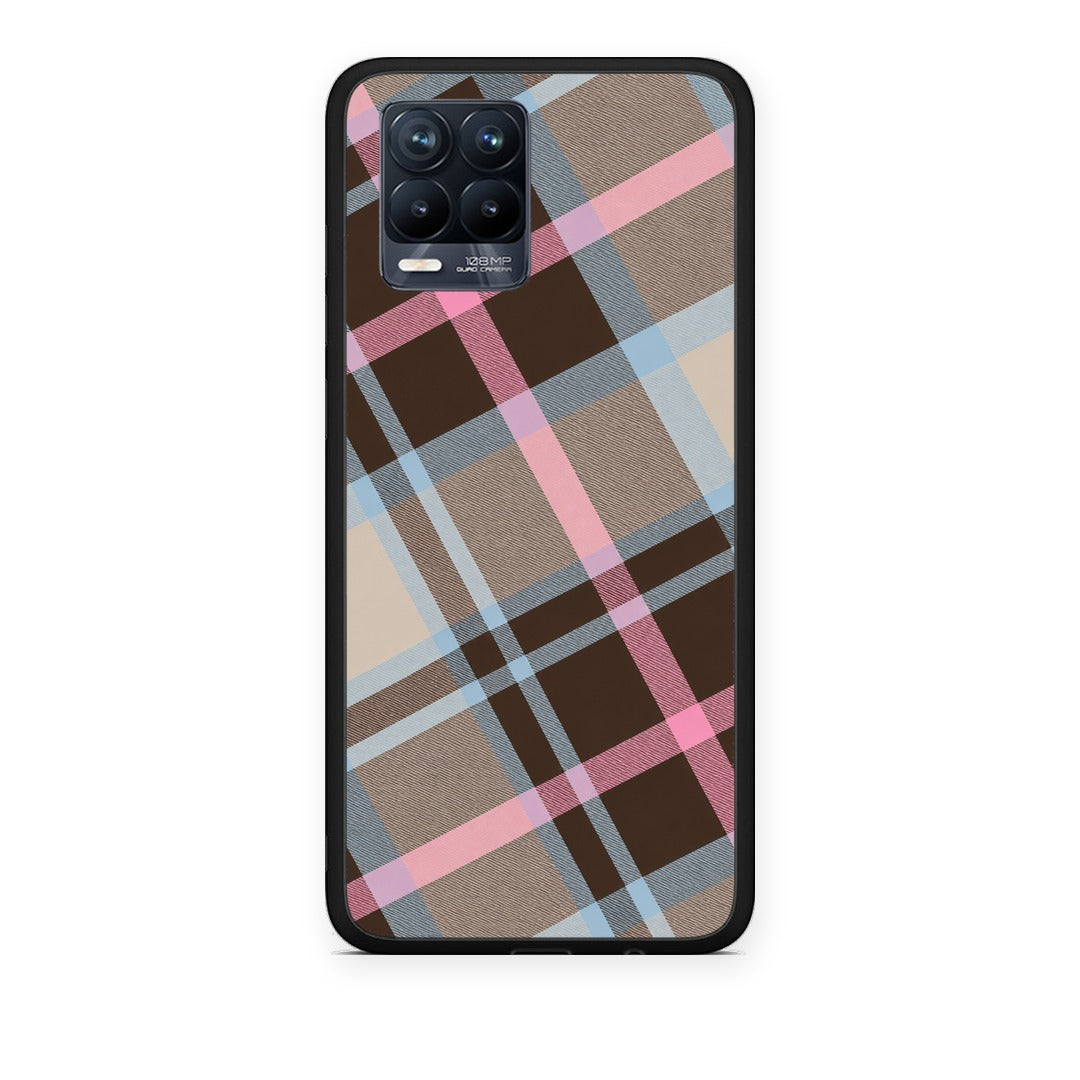 Θήκη Realme 8 / 8 Pro Brown Pink and Blue Diagonal Plaid από τη Smartfits με σχέδιο στο πίσω μέρος και μαύρο περίβλημα | Realme 8 / 8 Pro Brown Pink and Blue Diagonal Plaid case with colorful back and black bezels