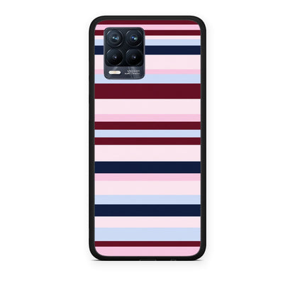 Θήκη Realme 8 / 8 Pro Burgundy Pink and Blue Horizontal Stripes από τη Smartfits με σχέδιο στο πίσω μέρος και μαύρο περίβλημα | Realme 8 / 8 Pro Burgundy Pink and Blue Horizontal Stripes case with colorful back and black bezels