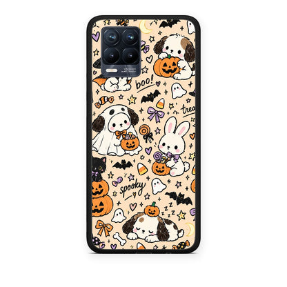 Θήκη Realme 8 / 8 Pro Halloween Puppies and Friends on Cream από τη Smartfits με σχέδιο στο πίσω μέρος και μαύρο περίβλημα | Realme 8 / 8 Pro Halloween Puppies and Friends on Cream case with colorful back and black bezels