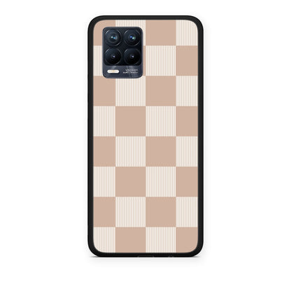 Θήκη Realme 8 / 8 Pro Latte and Cream Striped Checks από τη Smartfits με σχέδιο στο πίσω μέρος και μαύρο περίβλημα | Realme 8 / 8 Pro Latte and Cream Striped Checks case with colorful back and black bezels