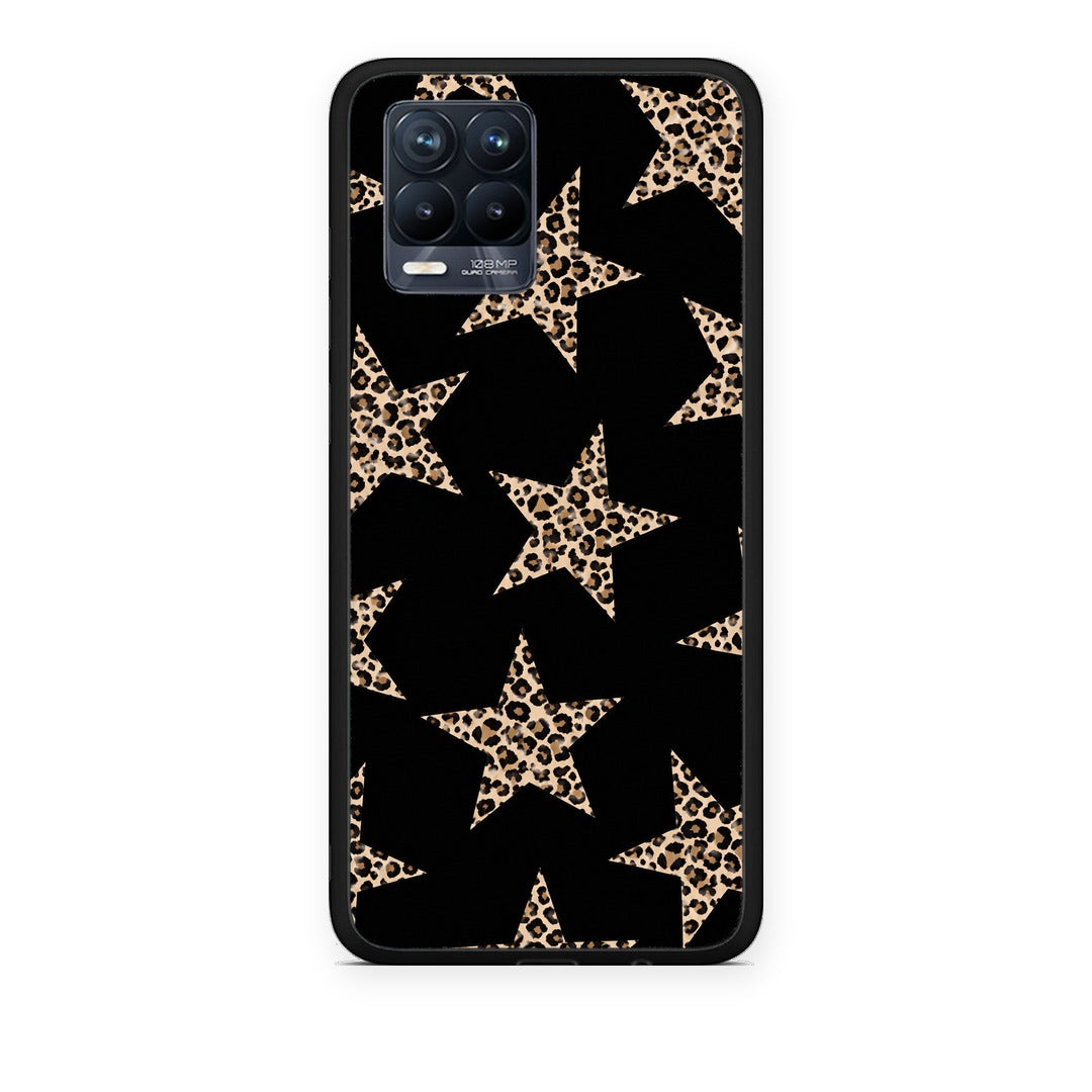 Θήκη Realme 8 / 8 Pro Leopard Stars on Black από τη Smartfits με σχέδιο στο πίσω μέρος και μαύρο περίβλημα | Realme 8 / 8 Pro Leopard Stars on Black case with colorful back and black bezels