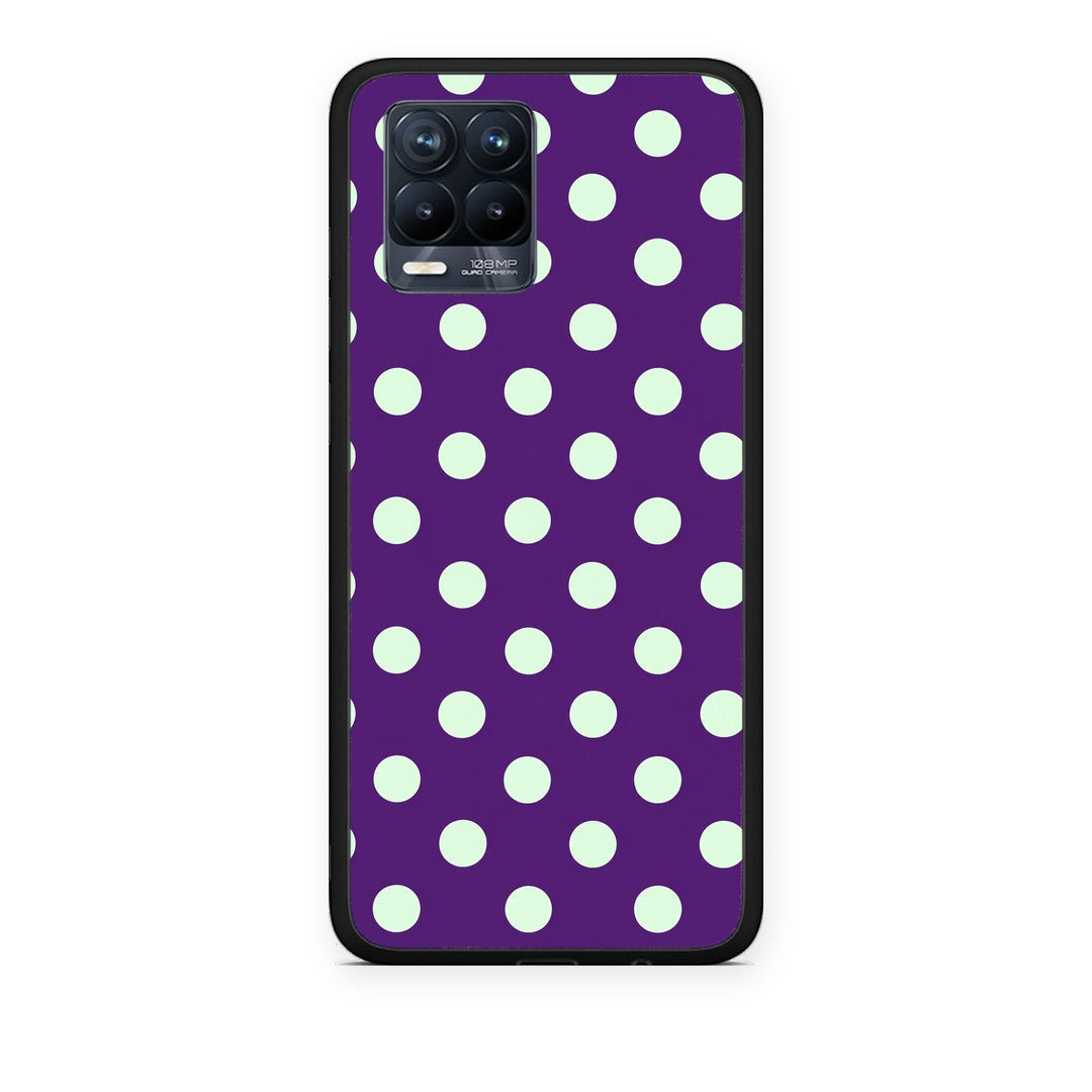 Θήκη Realme 8 / 8 Pro Mint Polka Dots on Purple από τη Smartfits με σχέδιο στο πίσω μέρος και μαύρο περίβλημα | Realme 8 / 8 Pro Mint Polka Dots on Purple case with colorful back and black bezels