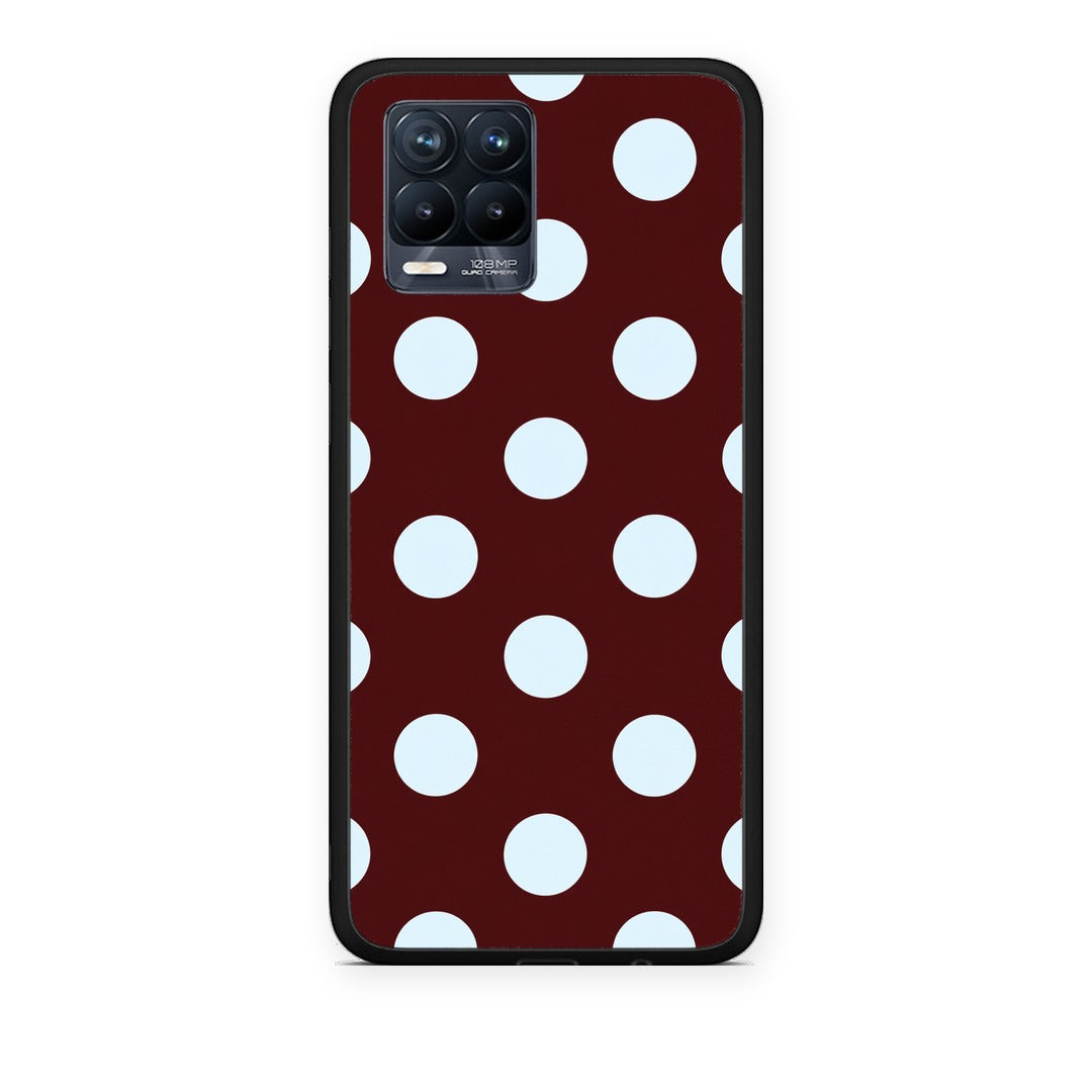 Θήκη Realme 8 / 8 Pro Pale Blue Large Polka Dots on Burgundy από τη Smartfits με σχέδιο στο πίσω μέρος και μαύρο περίβλημα | Realme 8 / 8 Pro Pale Blue Large Polka Dots on Burgundy case with colorful back and black bezels