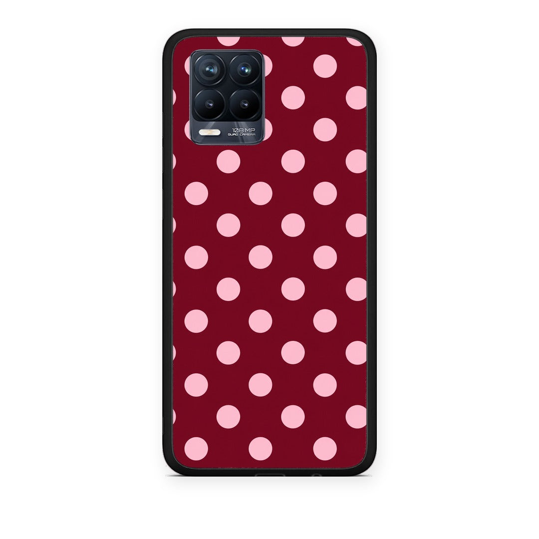 Θήκη Realme 8 / 8 Pro Pink Polka Dots on Burgundy από τη Smartfits με σχέδιο στο πίσω μέρος και μαύρο περίβλημα | Realme 8 / 8 Pro Pink Polka Dots on Burgundy case with colorful back and black bezels