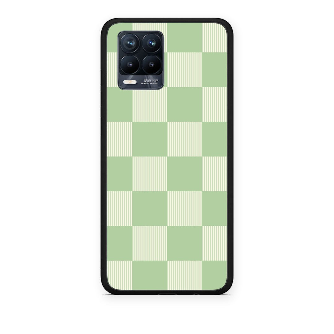 Θήκη Realme 8 / 8 Pro Sage and Cream Striped Checks από τη Smartfits με σχέδιο στο πίσω μέρος και μαύρο περίβλημα | Realme 8 / 8 Pro Sage and Cream Striped Checks case with colorful back and black bezels