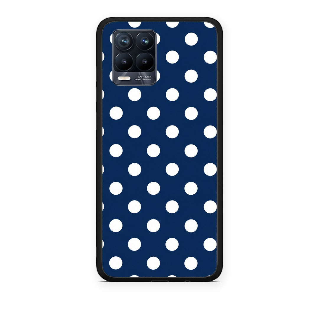 Θήκη Realme 8 / 8 Pro White Large Polka Dots on Navy από τη Smartfits με σχέδιο στο πίσω μέρος και μαύρο περίβλημα | Realme 8 / 8 Pro White Large Polka Dots on Navy case with colorful back and black bezels