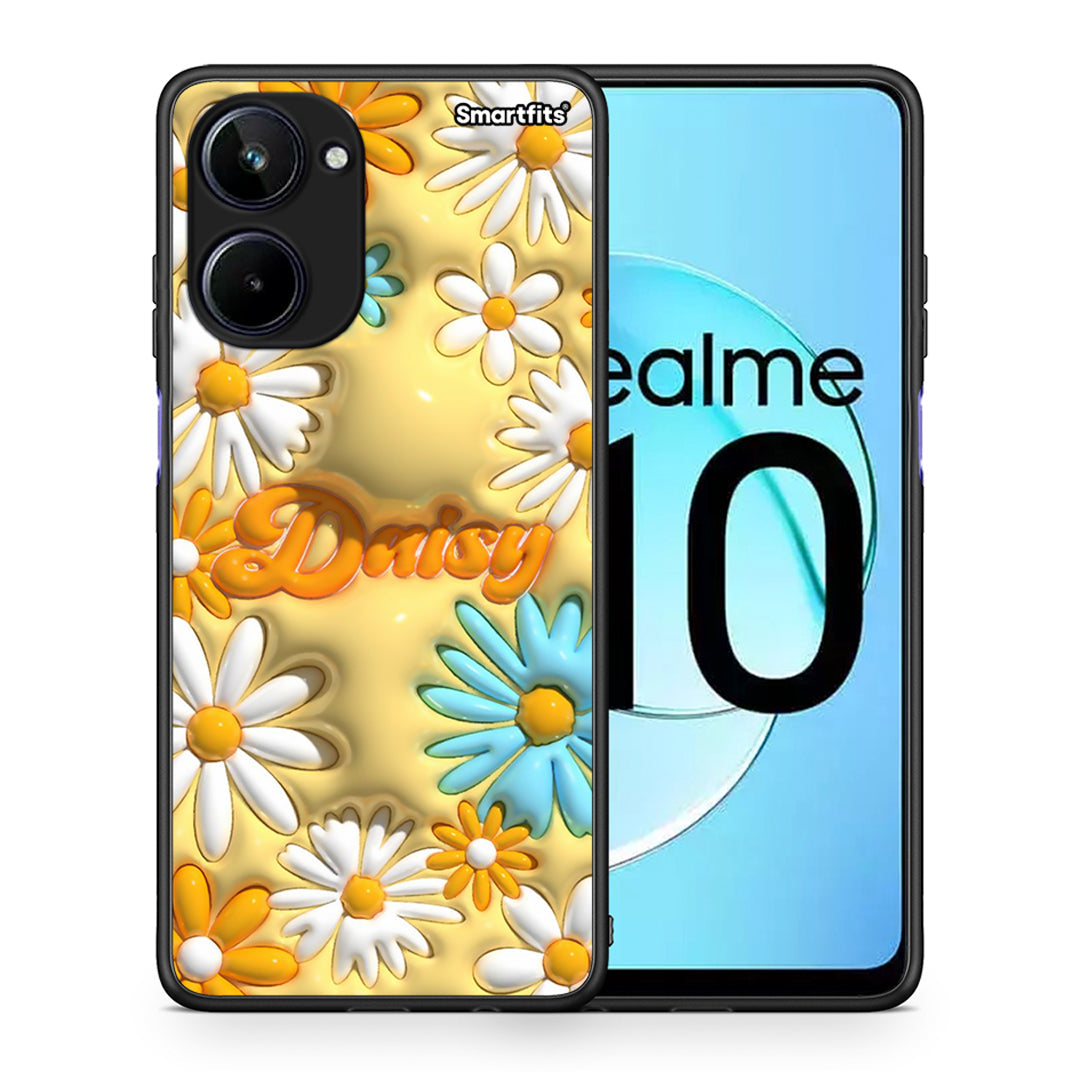 Θήκη Realme 10 Bubble Daisies από τη Smartfits με σχέδιο στο πίσω μέρος και μαύρο περίβλημα | Realme 10 Bubble Daisies Case with Colorful Back and Black Bezels