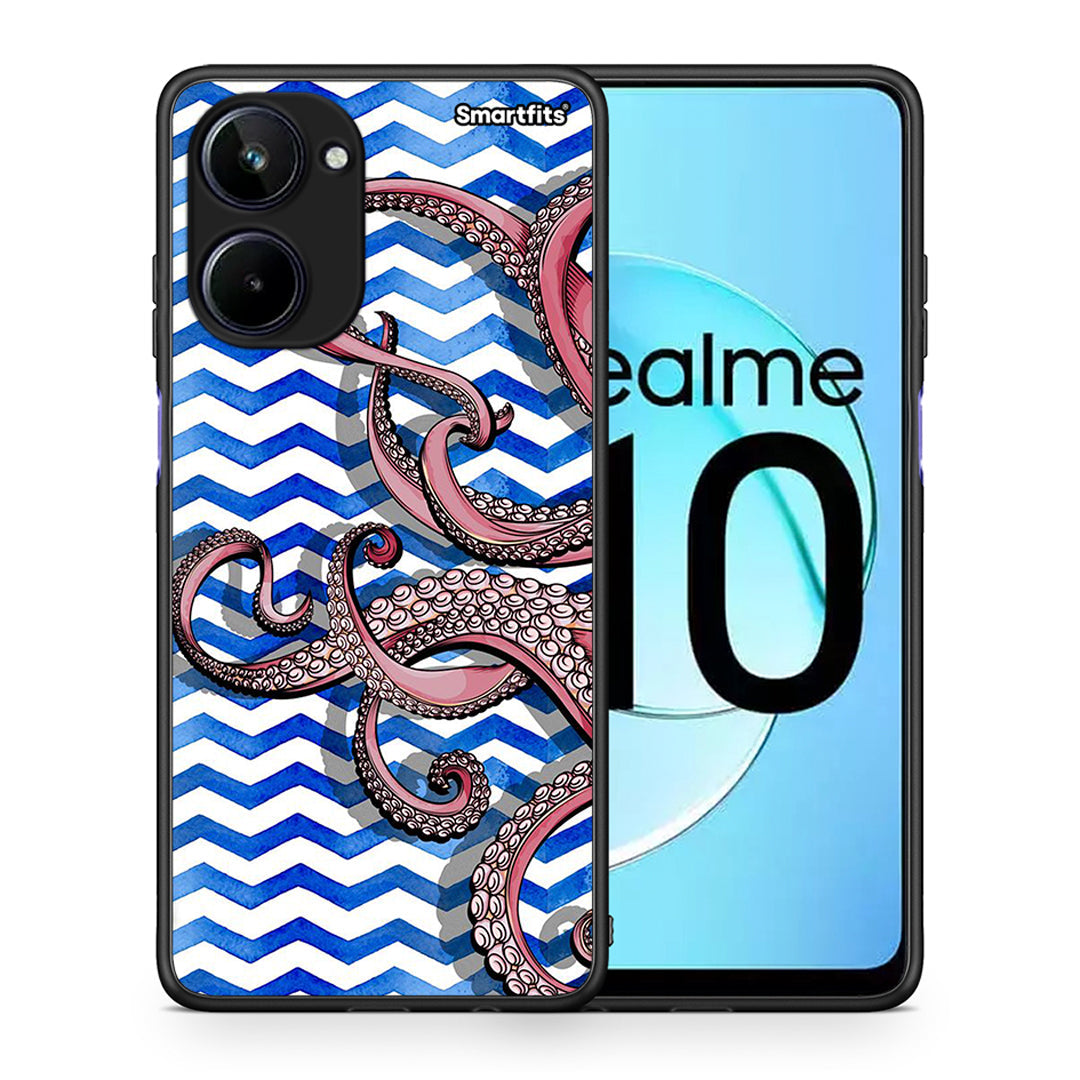 Θήκη Realme 10 Chevron Devilfish από τη Smartfits με σχέδιο στο πίσω μέρος και μαύρο περίβλημα | Realme 10 Chevron Devilfish Case with Colorful Back and Black Bezels