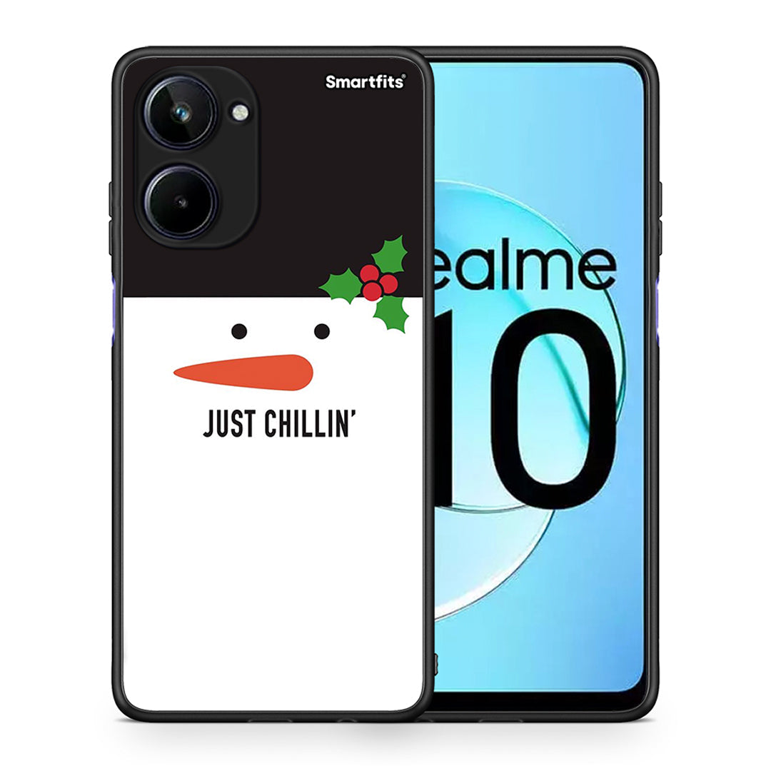 Θήκη Realme 10 Christmas Chillin από τη Smartfits με σχέδιο στο πίσω μέρος και μαύρο περίβλημα | Realme 10 Christmas Chillin Case with Colorful Back and Black Bezels