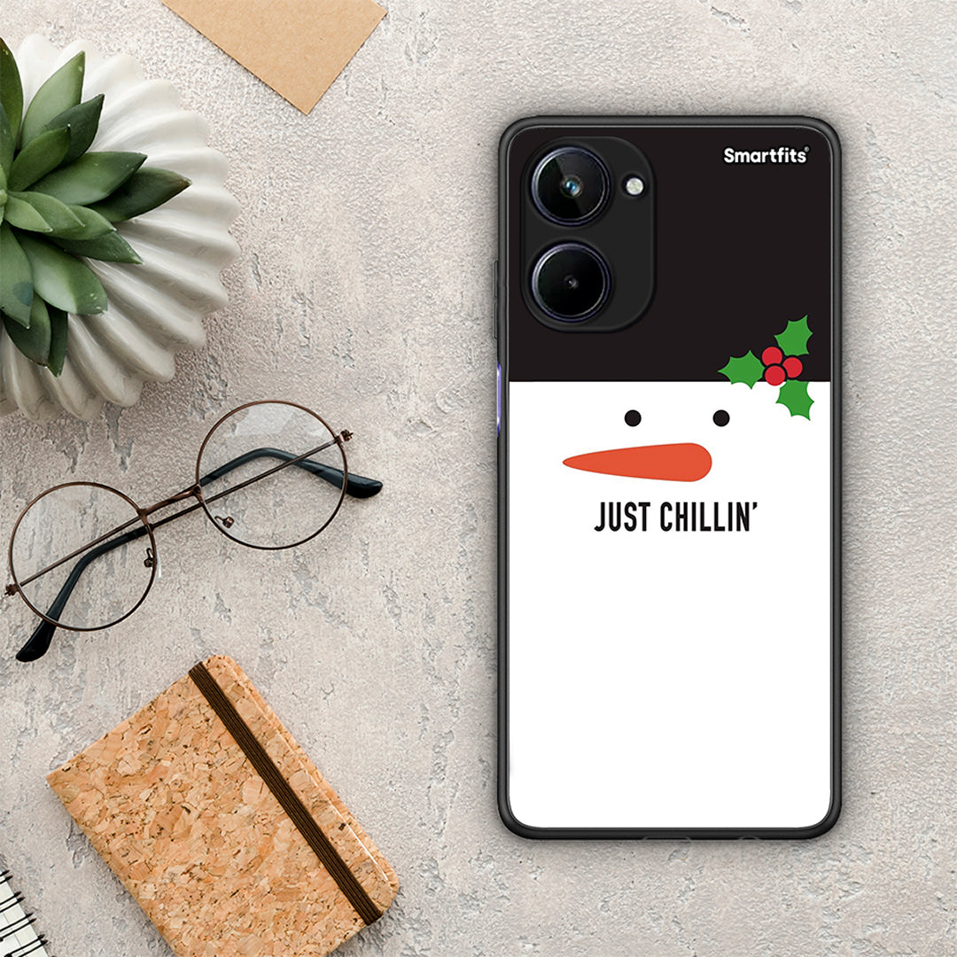 Θήκη Realme 10 Christmas Chillin από τη Smartfits με σχέδιο στο πίσω μέρος και μαύρο περίβλημα | Realme 10 Christmas Chillin Case with Colorful Back and Black Bezels