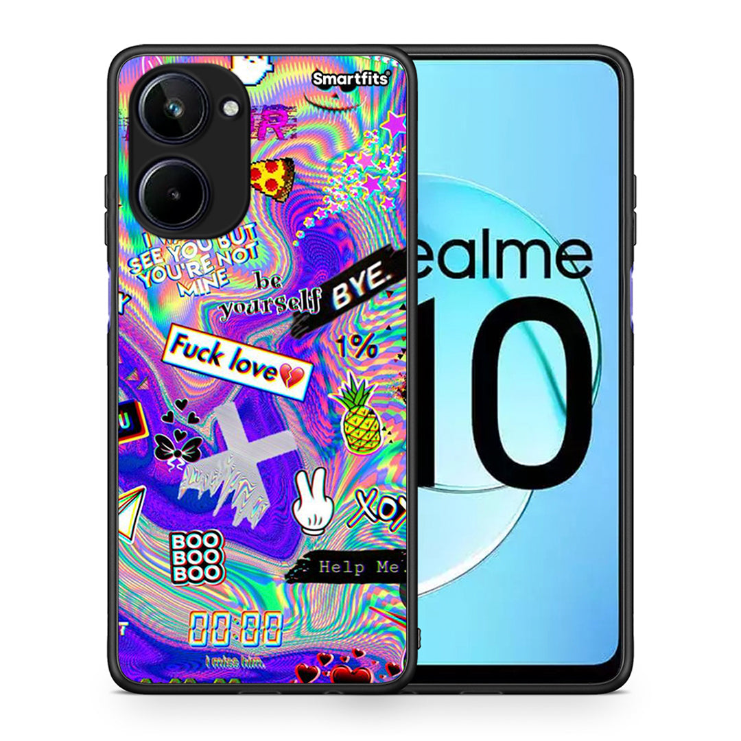 Θήκη Realme 10 Game Over από τη Smartfits με σχέδιο στο πίσω μέρος και μαύρο περίβλημα | Realme 10 Game Over Case with Colorful Back and Black Bezels