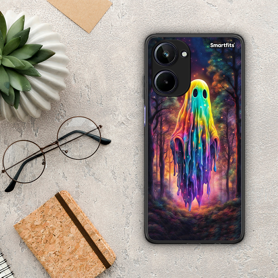 Θήκη Realme 10 Halloween Ghost από τη Smartfits με σχέδιο στο πίσω μέρος και μαύρο περίβλημα | Realme 10 Halloween Ghost Case with Colorful Back and Black Bezels