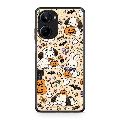 Θήκη Realme 10 Halloween Puppies and Friends on Cream από τη Smartfits με σχέδιο στο πίσω μέρος και μαύρο περίβλημα | Realme 10 Halloween Puppies and Friends on Cream case with colorful back and black bezels