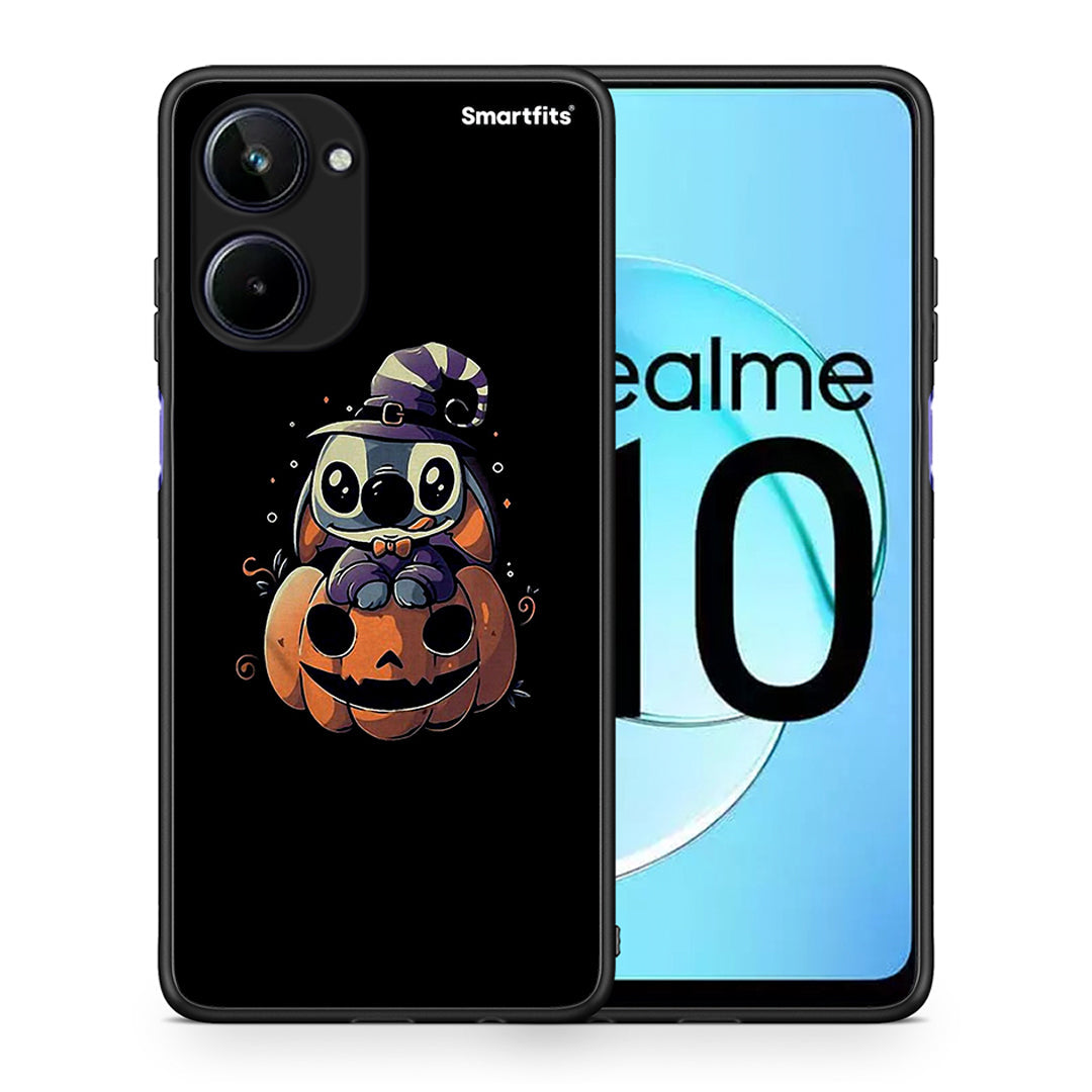 Θήκη Realme 10 Halloween Stitch από τη Smartfits με σχέδιο στο πίσω μέρος και μαύρο περίβλημα | Realme 10 Halloween Stitch Case with Colorful Back and Black Bezels