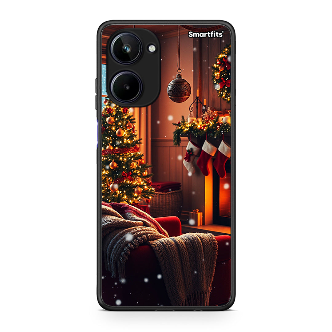 Θήκη Realme 10 Home For Christmas από τη Smartfits με σχέδιο στο πίσω μέρος και μαύρο περίβλημα | Realme 10 Home For Christmas Case with Colorful Back and Black Bezels