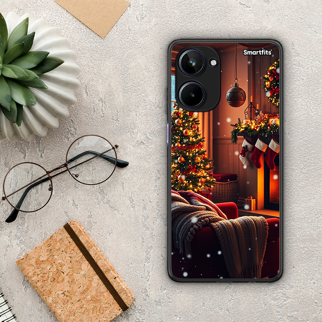 Θήκη Realme 10 Home For Christmas από τη Smartfits με σχέδιο στο πίσω μέρος και μαύρο περίβλημα | Realme 10 Home For Christmas Case with Colorful Back and Black Bezels