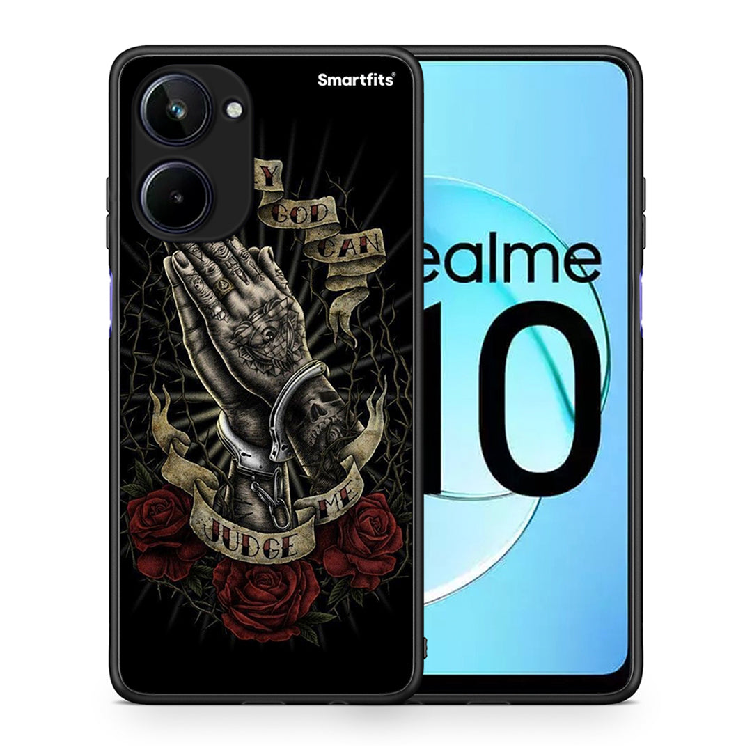 Θήκη Realme 10 Judge By God από τη Smartfits με σχέδιο στο πίσω μέρος και μαύρο περίβλημα | Realme 10 Judge By God Case with Colorful Back and Black Bezels