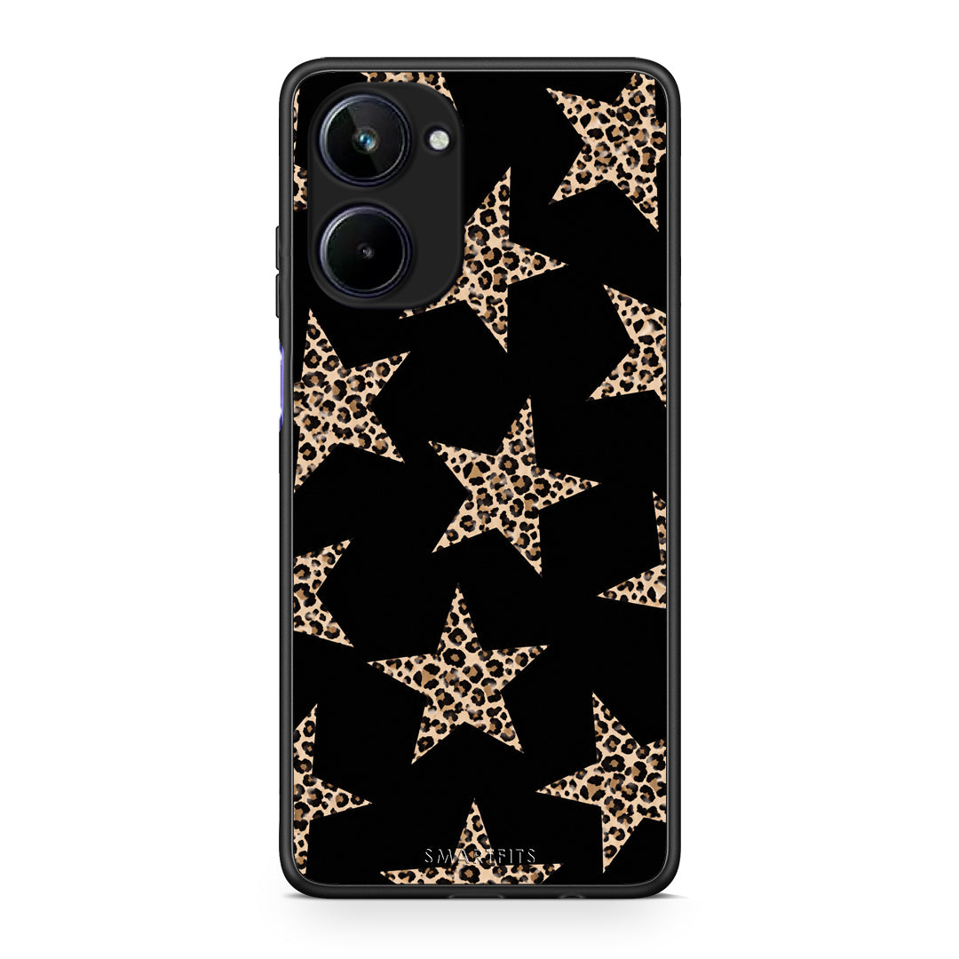 Θήκη Realme 10 Leopard Stars on Black από τη Smartfits με σχέδιο στο πίσω μέρος και μαύρο περίβλημα | Realme 10 Leopard Stars on Black case with colorful back and black bezels
