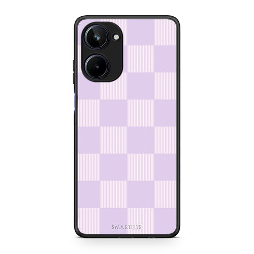 Θήκη Realme 10 Lilac and Cream Striped Checks από τη Smartfits με σχέδιο στο πίσω μέρος και μαύρο περίβλημα | Realme 10 Lilac and Cream Striped Checks case with colorful back and black bezels