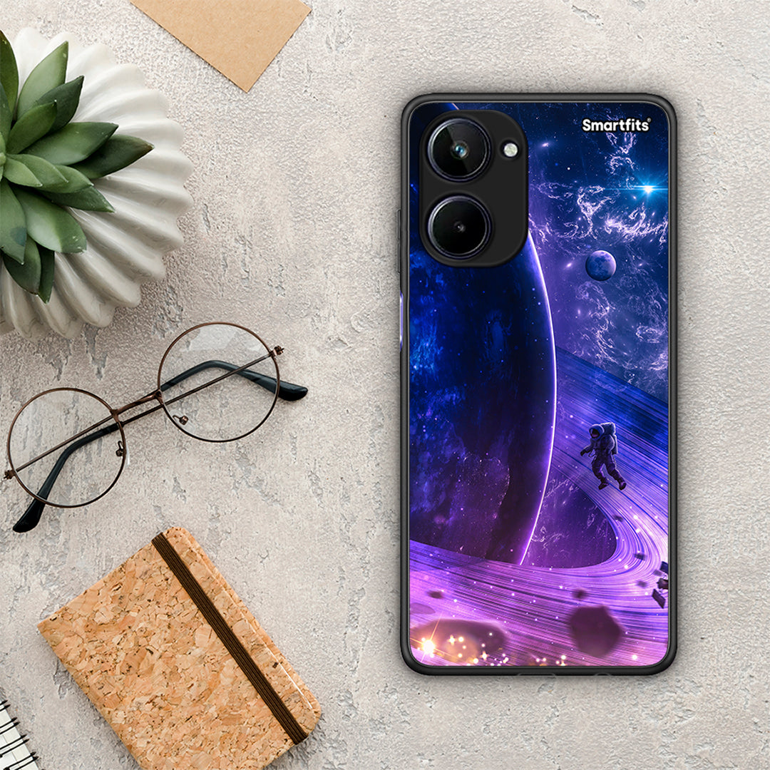 Θήκη Realme 10 Lost Astronaut από τη Smartfits με σχέδιο στο πίσω μέρος και μαύρο περίβλημα | Realme 10 Lost Astronaut Case with Colorful Back and Black Bezels