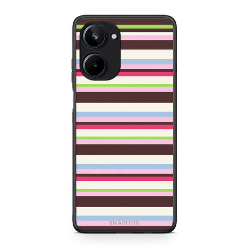 Θήκη Realme 10 Multicolour Horizontal Stripes από τη Smartfits με σχέδιο στο πίσω μέρος και μαύρο περίβλημα | Realme 10 Multicolour Horizontal Stripes case with colorful back and black bezels