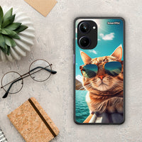 Thumbnail for Θήκη Realme 10 Summer Cat από τη Smartfits με σχέδιο στο πίσω μέρος και μαύρο περίβλημα | Realme 10 Summer Cat Case with Colorful Back and Black Bezels