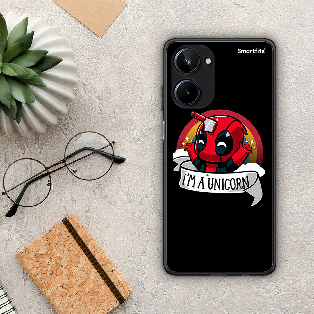 Θήκη Realme 10 Unicorn Deadpool από τη Smartfits με σχέδιο στο πίσω μέρος και μαύρο περίβλημα | Realme 10 Unicorn Deadpool Case with Colorful Back and Black Bezels