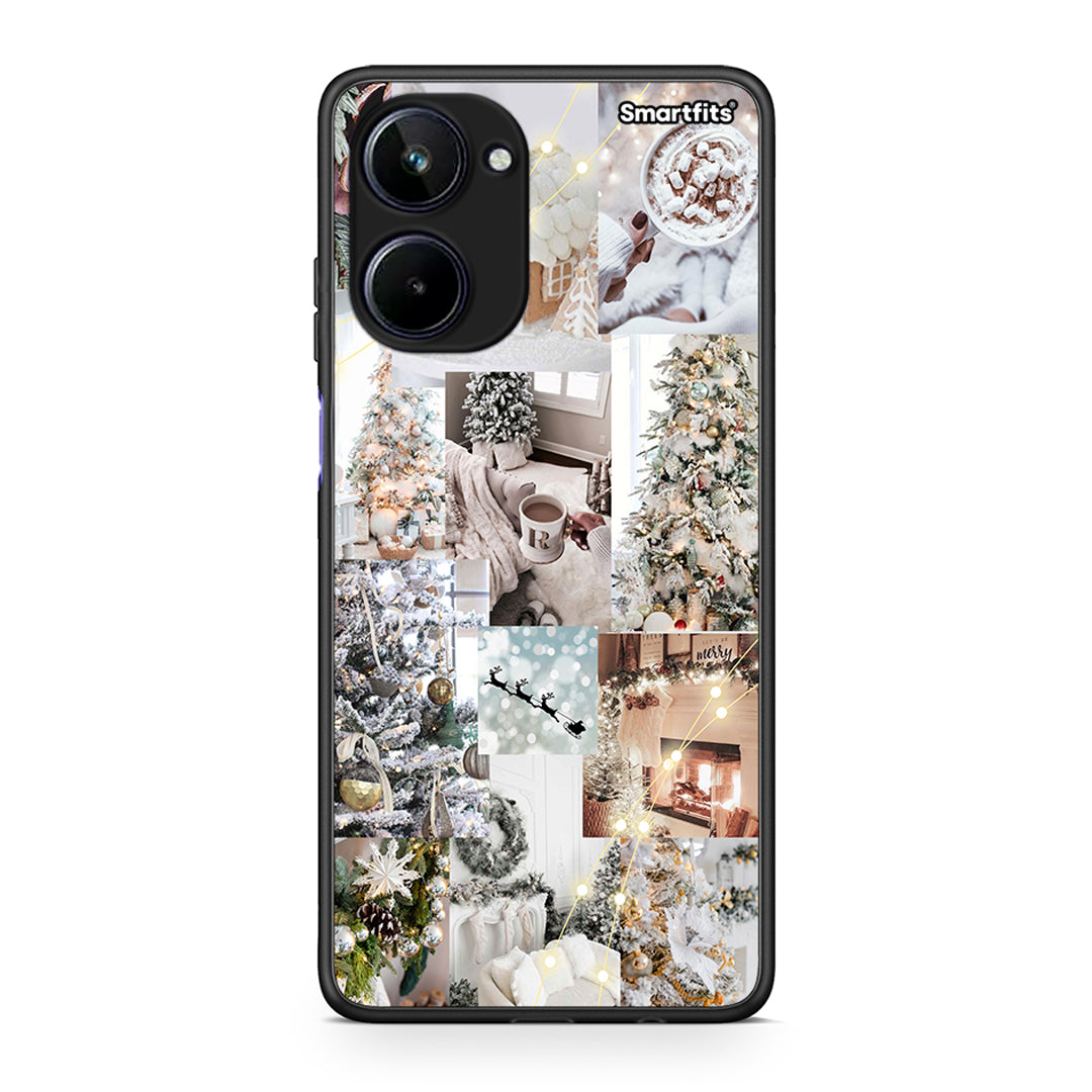 Θήκη Realme 10 White Christmas από τη Smartfits με σχέδιο στο πίσω μέρος και μαύρο περίβλημα | Realme 10 White Christmas Case with Colorful Back and Black Bezels