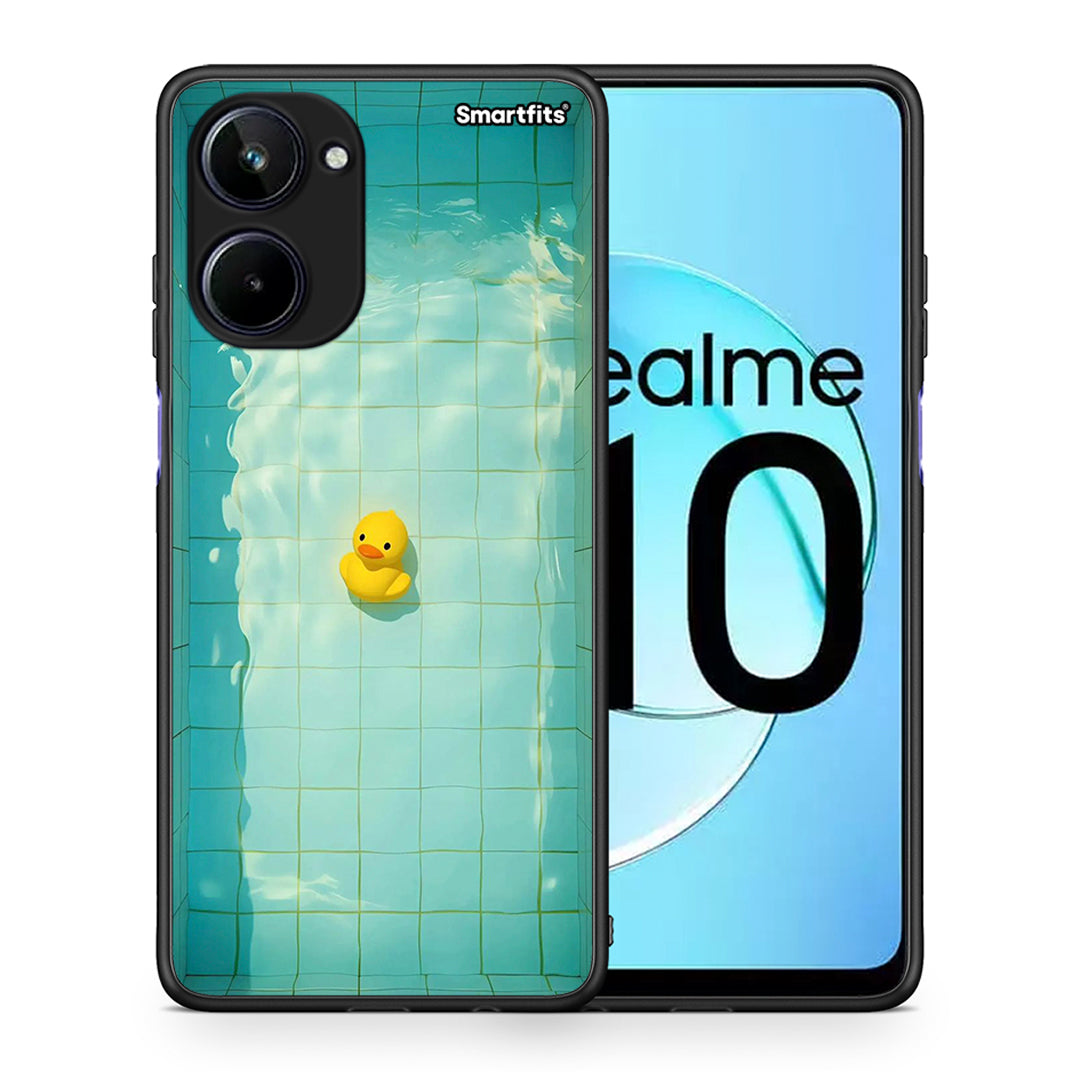 Θήκη Realme 10 Yellow Duck από τη Smartfits με σχέδιο στο πίσω μέρος και μαύρο περίβλημα | Realme 10 Yellow Duck Case with Colorful Back and Black Bezels