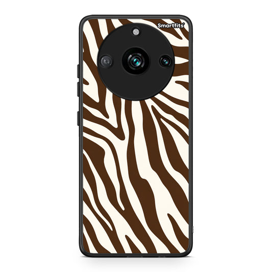 Θήκη Realme 11 Pro+ Brown and Cream Zebra Stripes από τη Smartfits με σχέδιο στο πίσω μέρος και μαύρο περίβλημα | Realme 11 Pro+ Brown and Cream Zebra Stripes case with colorful back and black bezels