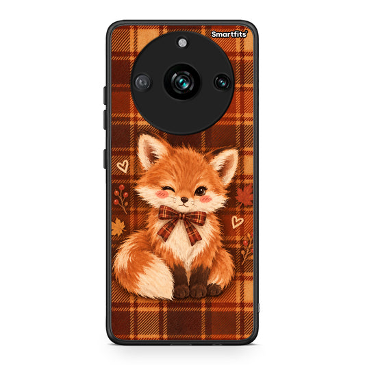 Θήκη Realme 11 Pro Fox on Autumn Tartan από τη Smartfits με σχέδιο στο πίσω μέρος και μαύρο περίβλημα | Realme 11 Pro Fox on Autumn Tartan case with colorful back and black bezels