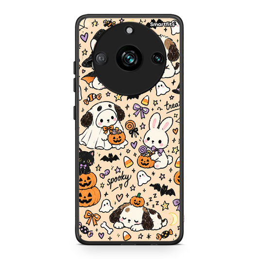 Θήκη Realme 11 Pro Halloween Puppies and Friends on Cream από τη Smartfits με σχέδιο στο πίσω μέρος και μαύρο περίβλημα | Realme 11 Pro Halloween Puppies and Friends on Cream case with colorful back and black bezels