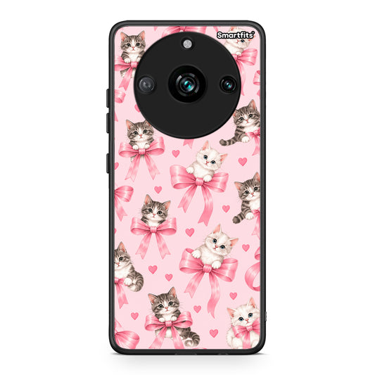 Θήκη Realme 11 Pro Kittens and Pink Bows on Pink από τη Smartfits με σχέδιο στο πίσω μέρος και μαύρο περίβλημα | Realme 11 Pro Kittens and Pink Bows on Pink case with colorful back and black bezels