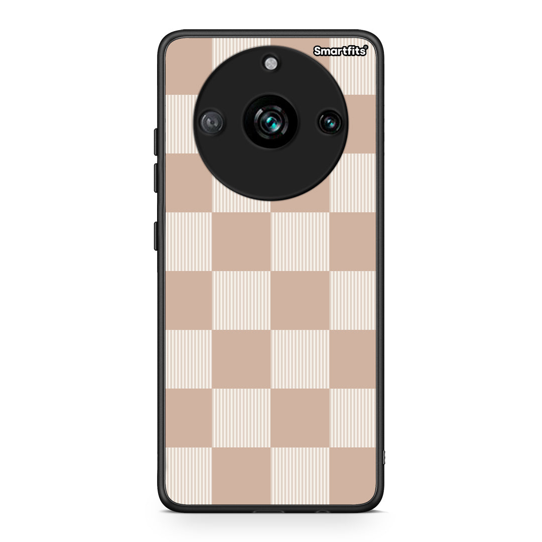 Θήκη Realme 11 Pro Latte and Cream Striped Checks από τη Smartfits με σχέδιο στο πίσω μέρος και μαύρο περίβλημα | Realme 11 Pro Latte and Cream Striped Checks case with colorful back and black bezels