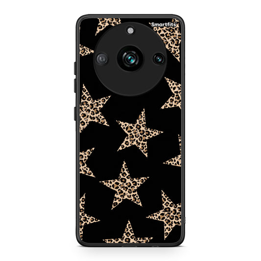 Θήκη Realme 11 Pro Leopard Stars on Black από τη Smartfits με σχέδιο στο πίσω μέρος και μαύρο περίβλημα | Realme 11 Pro Leopard Stars on Black case with colorful back and black bezels