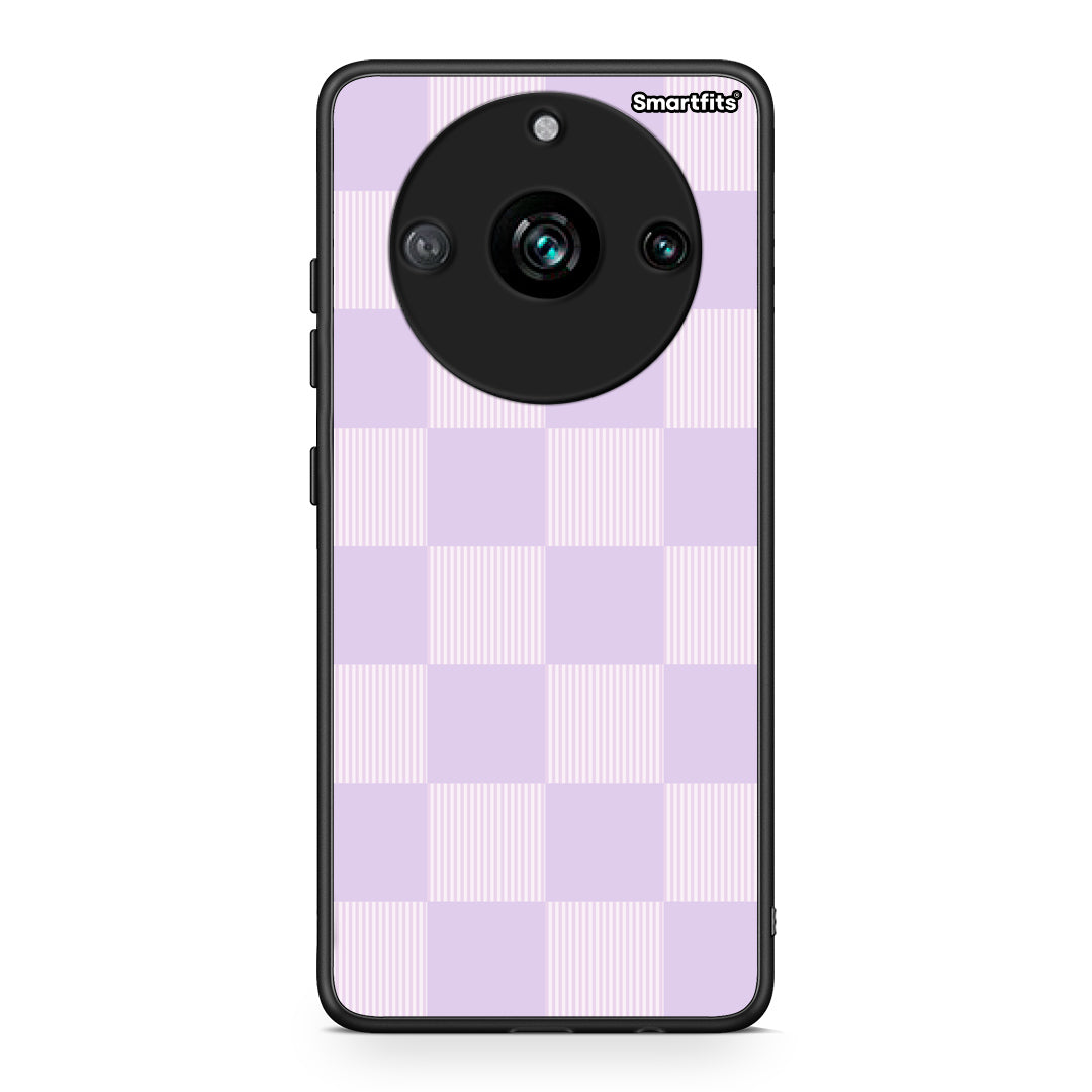 Θήκη Realme 11 Pro Lilac and Cream Striped Checks από τη Smartfits με σχέδιο στο πίσω μέρος και μαύρο περίβλημα | Realme 11 Pro Lilac and Cream Striped Checks case with colorful back and black bezels