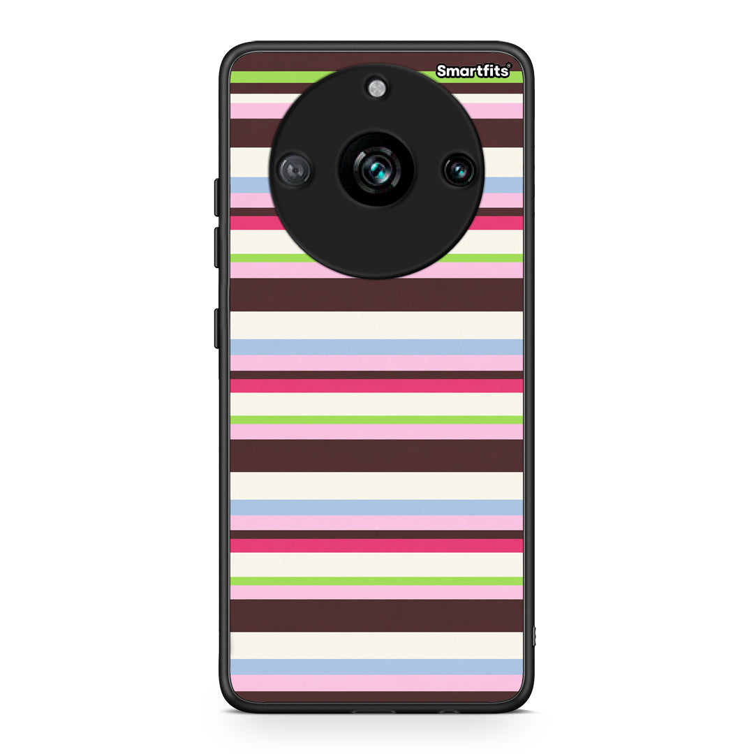 Θήκη Realme 11 Pro Multicolour Horizontal Stripes από τη Smartfits με σχέδιο στο πίσω μέρος και μαύρο περίβλημα | Realme 11 Pro Multicolour Horizontal Stripes case with colorful back and black bezels