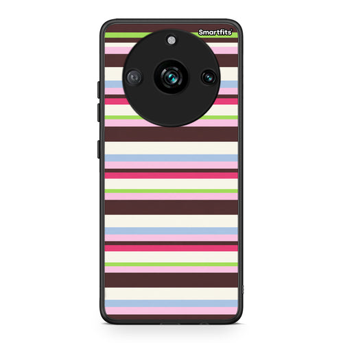 Θήκη Realme 11 Pro Multicolour Horizontal Stripes από τη Smartfits με σχέδιο στο πίσω μέρος και μαύρο περίβλημα | Realme 11 Pro Multicolour Horizontal Stripes case with colorful back and black bezels