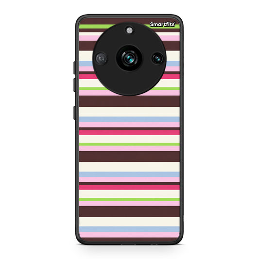 Θήκη Realme 11 Pro Multicolour Horizontal Stripes από τη Smartfits με σχέδιο στο πίσω μέρος και μαύρο περίβλημα | Realme 11 Pro Multicolour Horizontal Stripes case with colorful back and black bezels