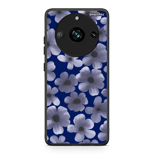 Θήκη Realme 11 Pro Pale Blue Flowers on Navy από τη Smartfits με σχέδιο στο πίσω μέρος και μαύρο περίβλημα | Realme 11 Pro Pale Blue Flowers on Navy case with colorful back and black bezels