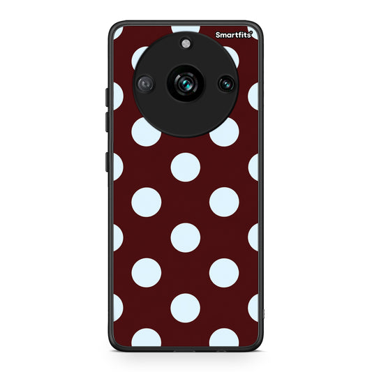 Θήκη Realme 11 Pro Pale Blue Large Polka Dots on Burgundy από τη Smartfits με σχέδιο στο πίσω μέρος και μαύρο περίβλημα | Realme 11 Pro Pale Blue Large Polka Dots on Burgundy case with colorful back and black bezels