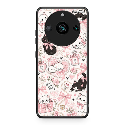 Θήκη Realme 11 Pro Pink Bows and Kittens Collage από τη Smartfits με σχέδιο στο πίσω μέρος και μαύρο περίβλημα | Realme 11 Pro Pink Bows and Kittens Collage case with colorful back and black bezels