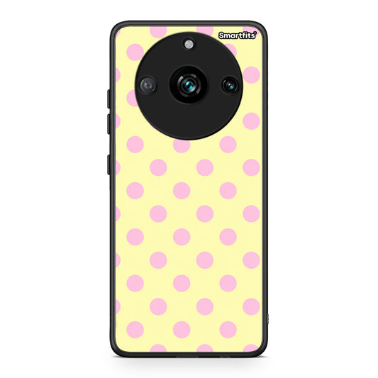 Θήκη Realme 11 Pro Pink Polka Dots on Yellow από τη Smartfits με σχέδιο στο πίσω μέρος και μαύρο περίβλημα | Realme 11 Pro Pink Polka Dots on Yellow case with colorful back and black bezels