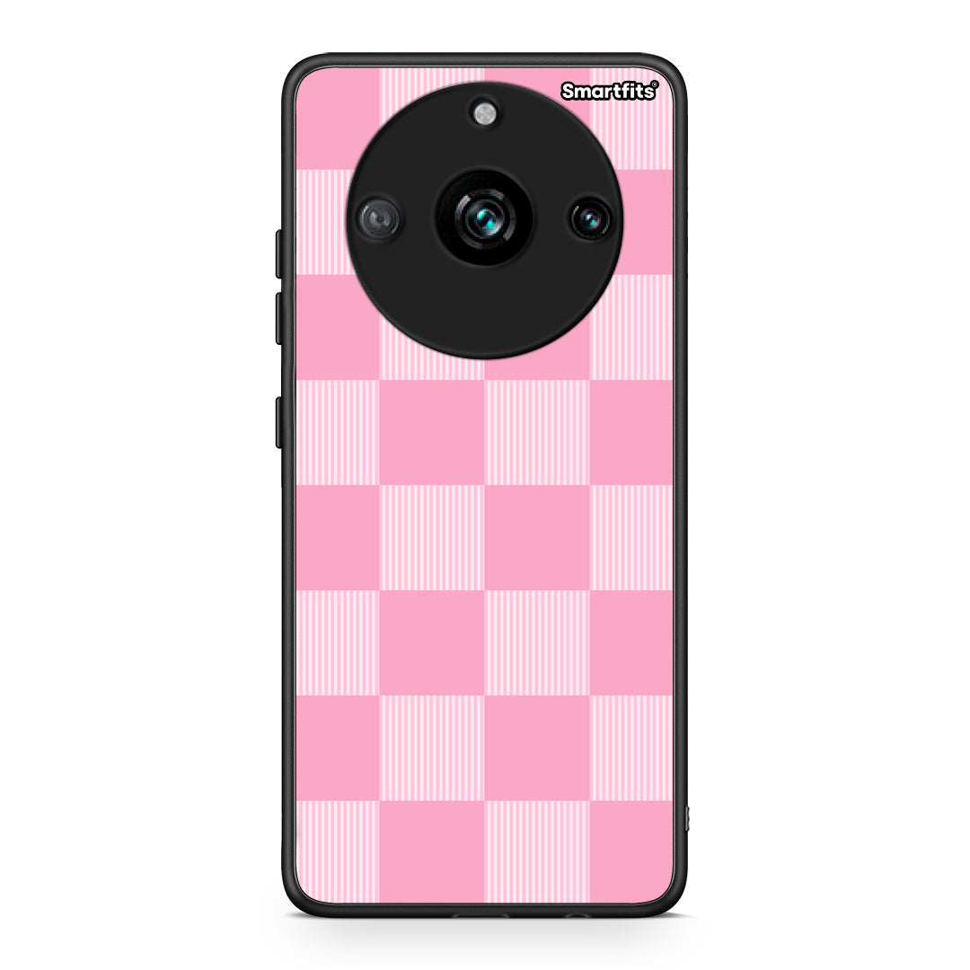 Θήκη Realme 11 Pro Pink and White Striped Checks από τη Smartfits με σχέδιο στο πίσω μέρος και μαύρο περίβλημα | Realme 11 Pro Pink and White Striped Checks case with colorful back and black bezels