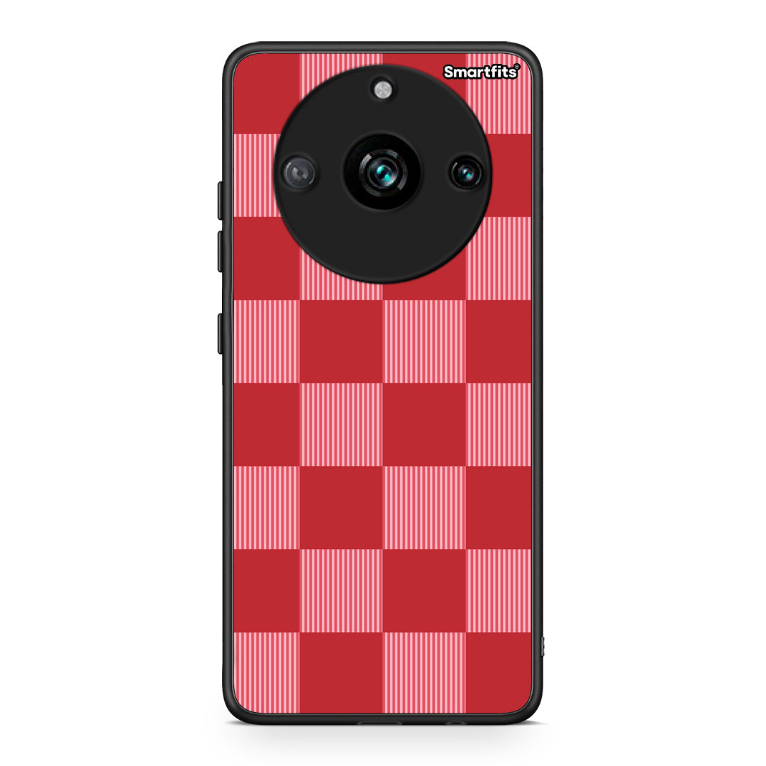 Θήκη Realme 11 Pro Red and Pink Striped Checks από τη Smartfits με σχέδιο στο πίσω μέρος και μαύρο περίβλημα | Realme 11 Pro Red and Pink Striped Checks case with colorful back and black bezels