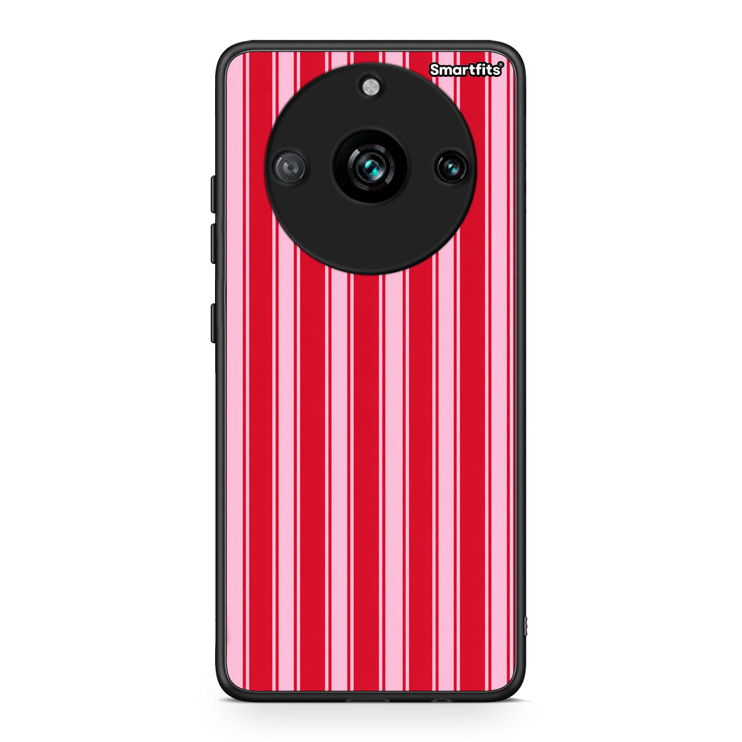 Θήκη Realme 11 Pro Red and Pink Vertical Pinstripes από τη Smartfits με σχέδιο στο πίσω μέρος και μαύρο περίβλημα | Realme 11 Pro Red and Pink Vertical Pinstripes case with colorful back and black bezels