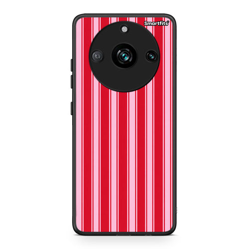 Θήκη Realme 11 Pro Red and Pink Vertical Pinstripes από τη Smartfits με σχέδιο στο πίσω μέρος και μαύρο περίβλημα | Realme 11 Pro Red and Pink Vertical Pinstripes case with colorful back and black bezels